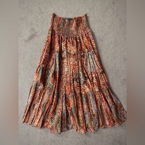 Ralph Lauren Multicolor Paisley Tiered Maxi Skirt Size SMALL